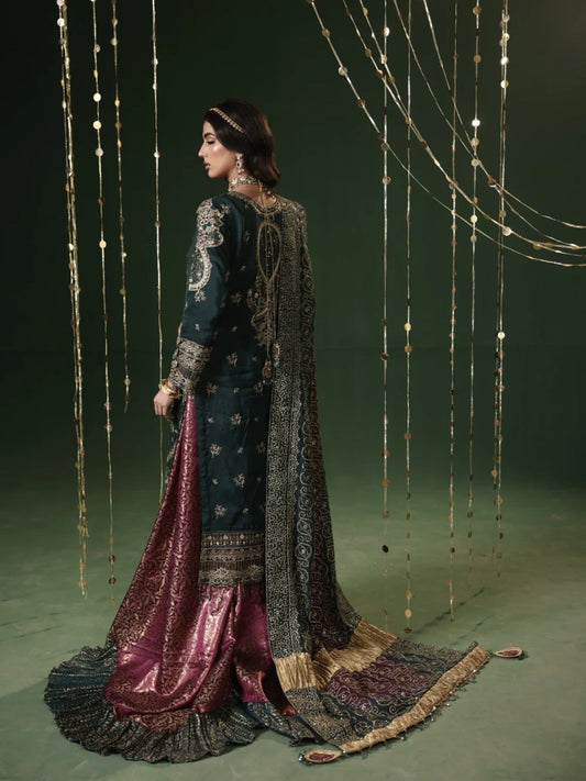 Green Sara Jahan Silk Embroidered Sharara-Sitara