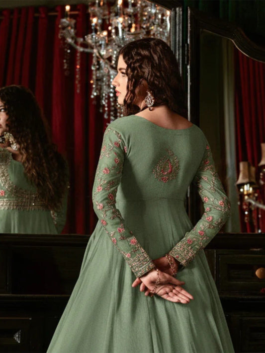 Hani & Umaima Chiffon Embroidered Stitched 2-Piece Suit-Aroosha
