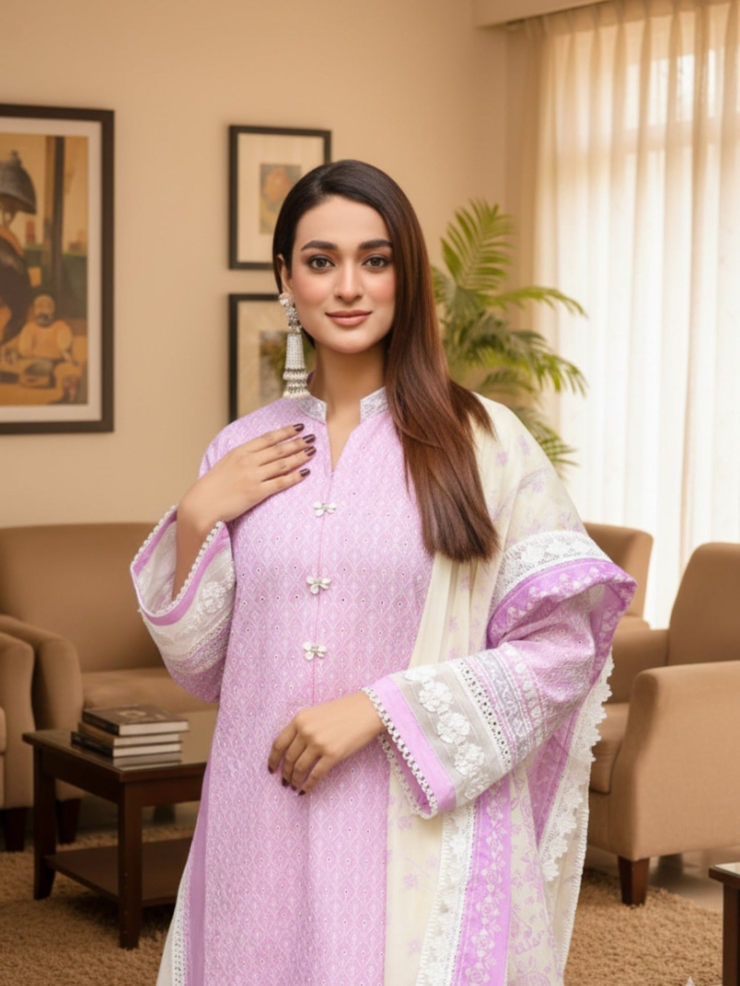 Lamorado Lawn Embroidered Unstitched 3-Piece Suit-LWSU-25CK302 Chikankari Lilac