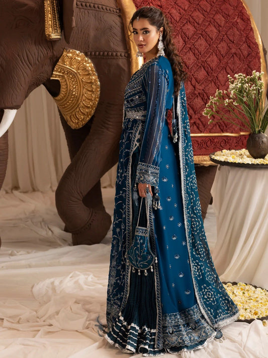 Blue Sara Jahan Naaz e Jahan Chiffon Embroidered Maxi-SJ-1041