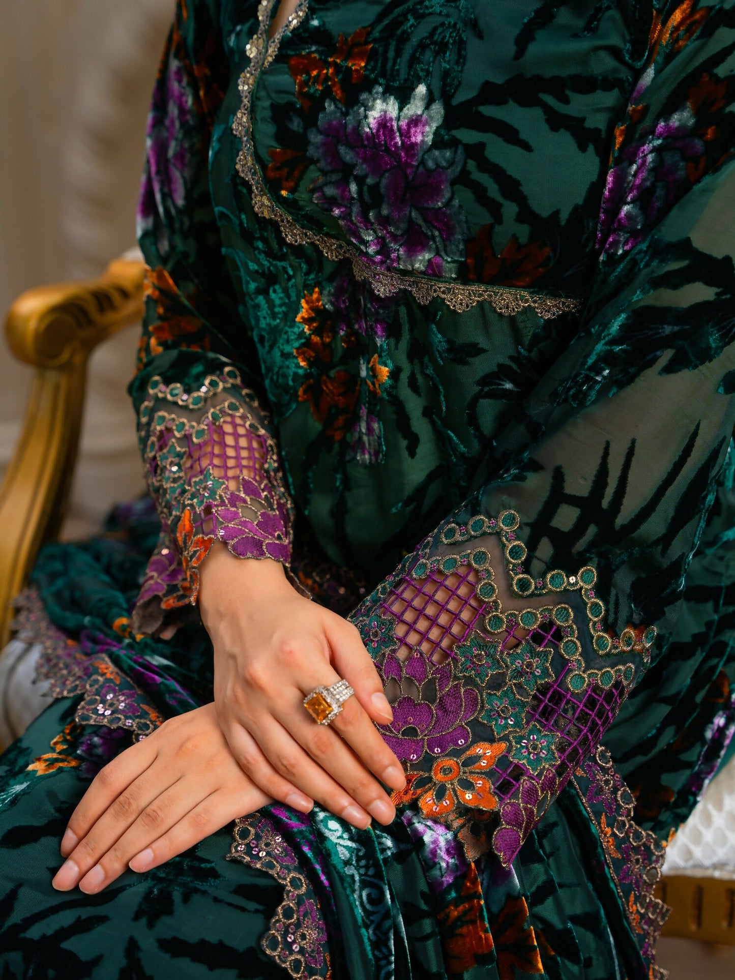 Noori Palachi Embossed Printed and Embroidered Unstitched 3-Piece Suit
