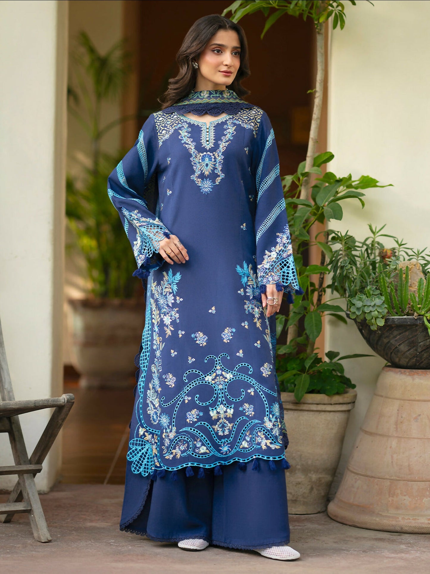 Mahnur Angan Lawn'26 Embroidered Unstitched 3-Piece Suit-AN-002