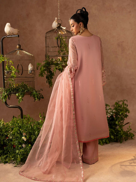 Shurooq Geet Organza Embroidered Stitched 3-Piece Suit-Heer