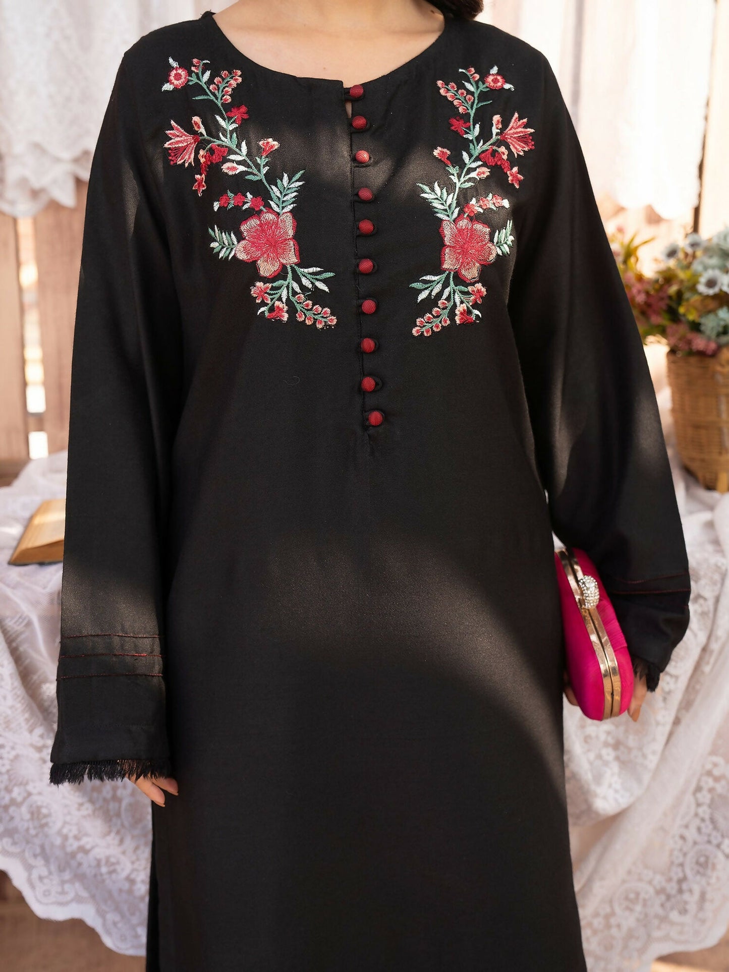 Panache Apparel Winter Core Linen Embroidered Stitched Suit-Silent