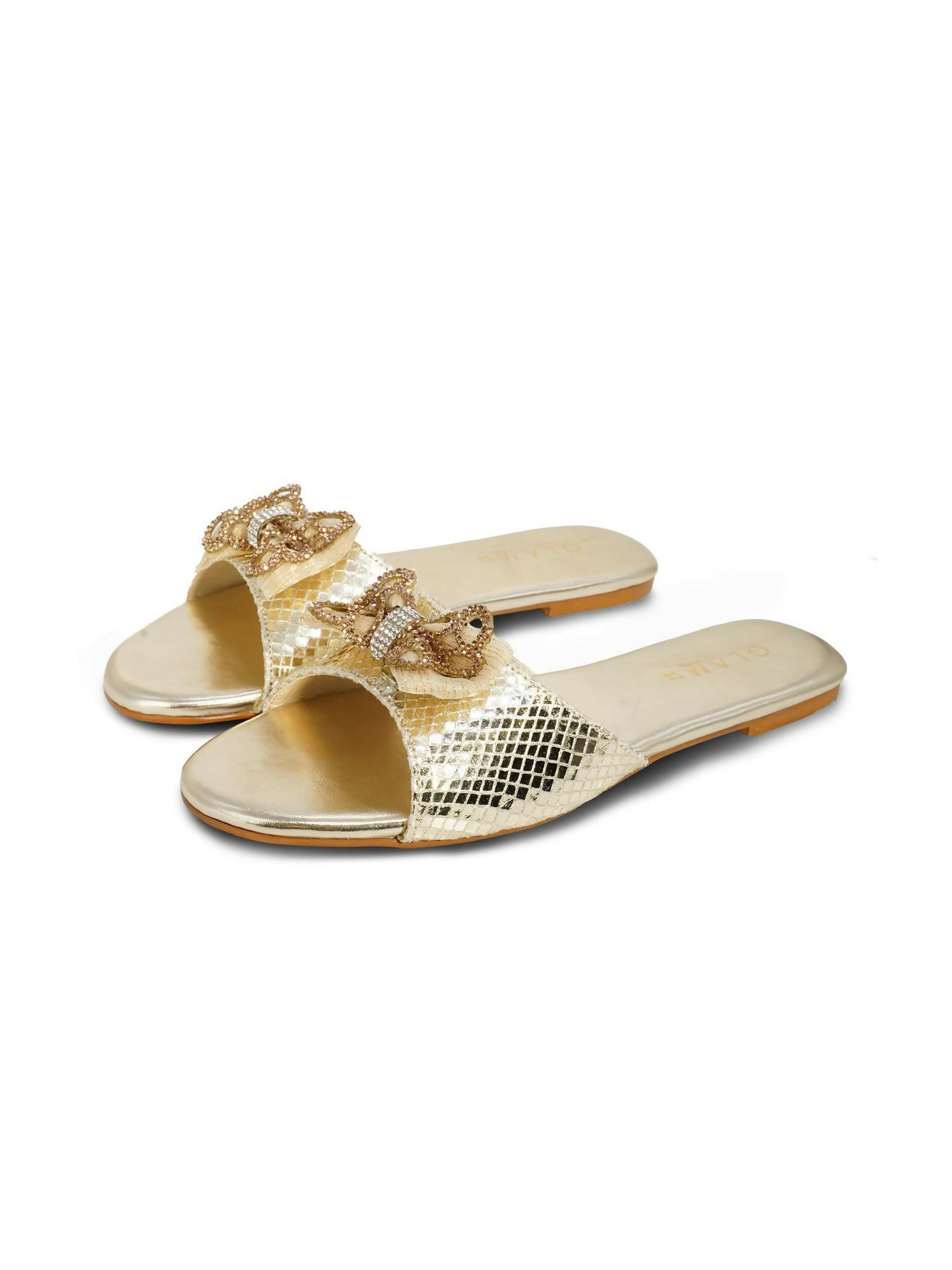 Golden Royale Leather Women’s Slides-