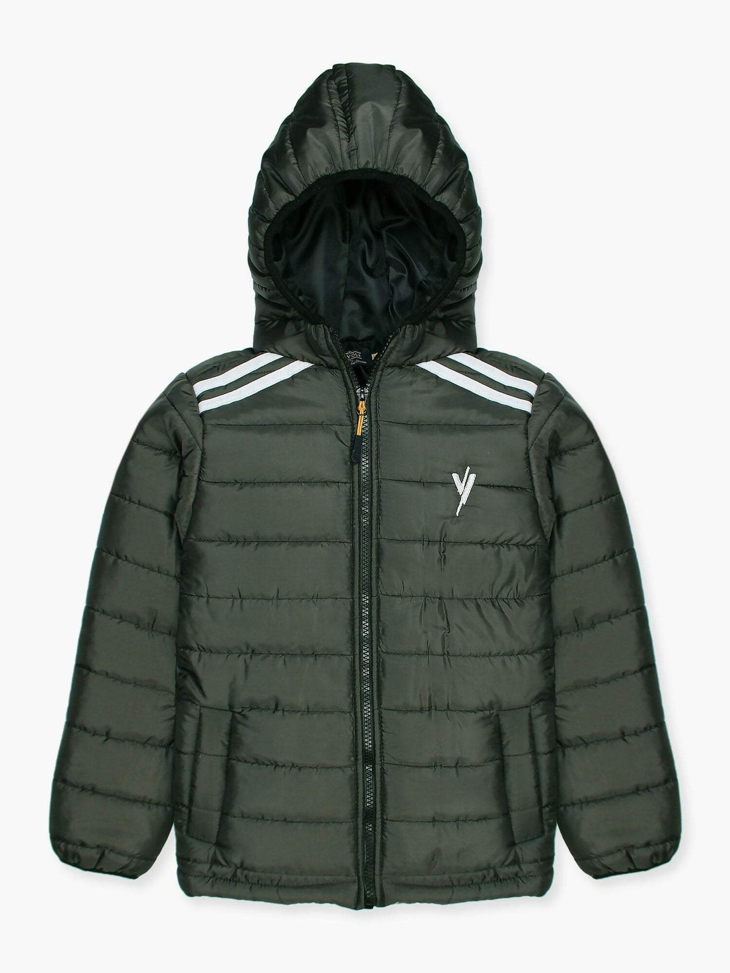 Olive Velvour Puffer Jacket-VJ40-A