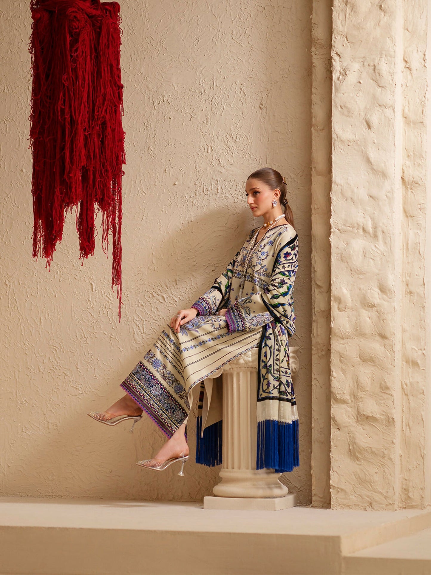 Binilyas Saqqara Kotrai Embroidered Stitched 3-Piece Suit-165-B