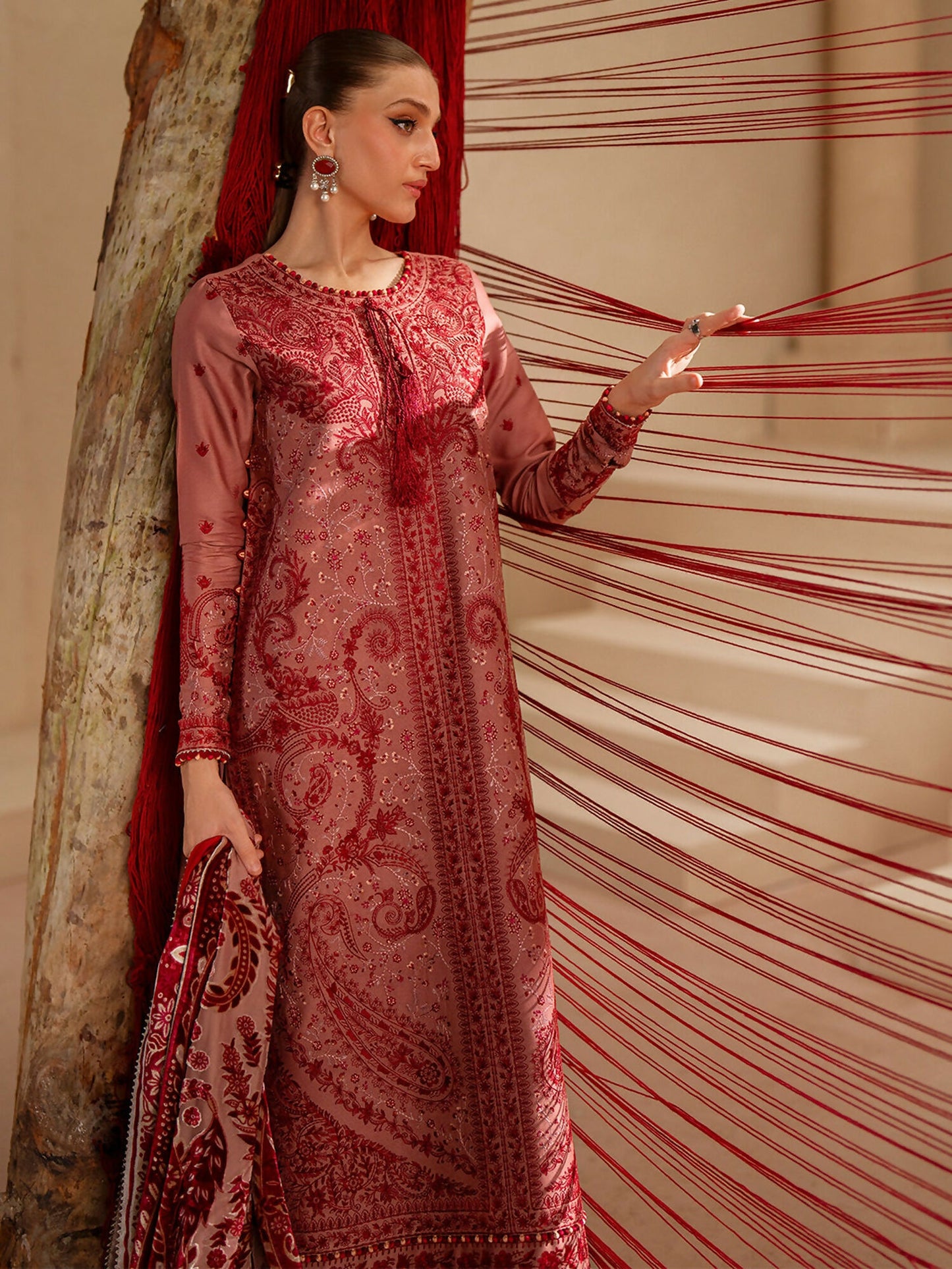 Binilyas Saqqara Kotrai Embroidered Stitched 3-Piece Suit-161-B