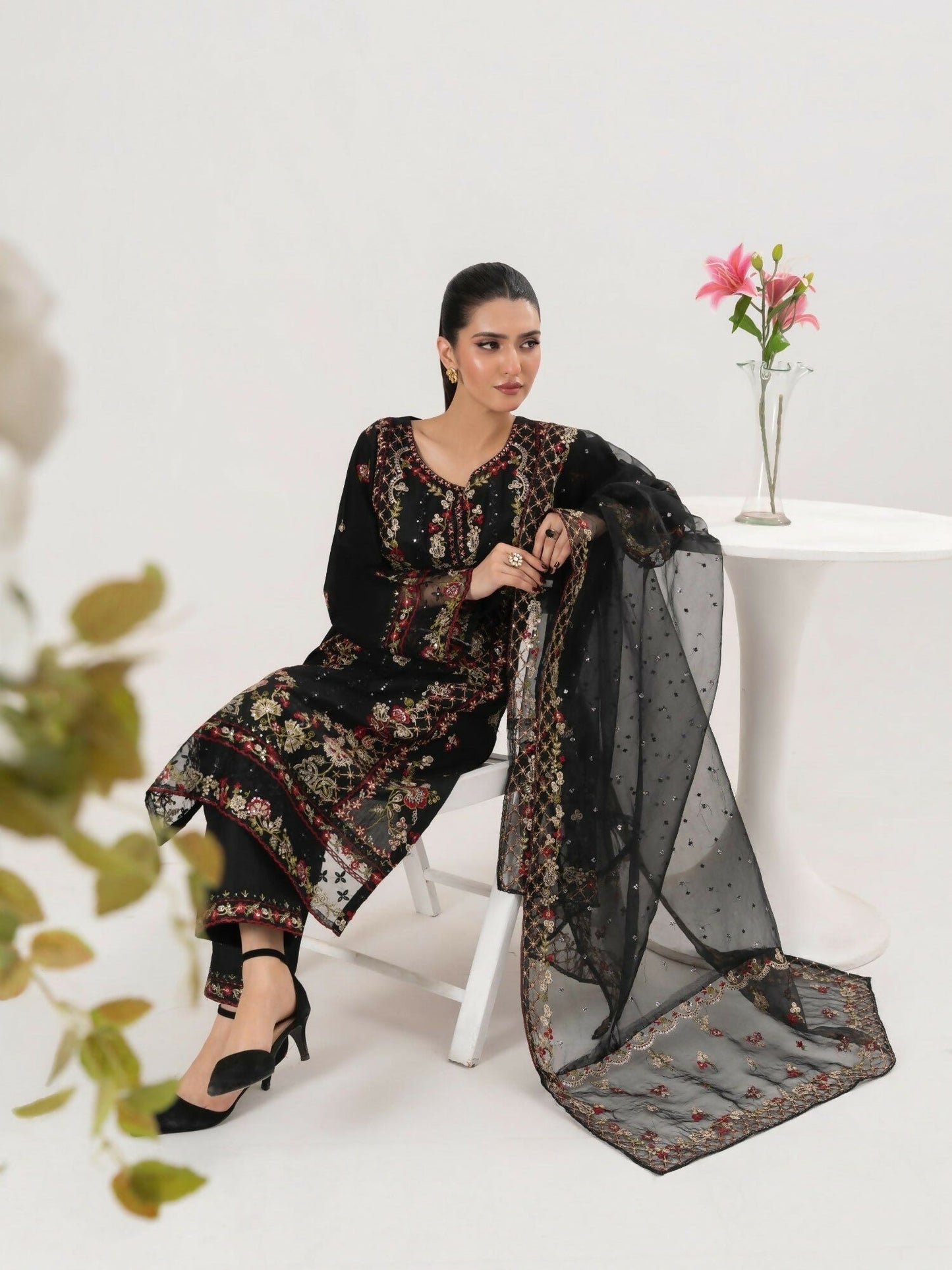 Stylish Collection Saya Pret Cotton Embroidered 3-Piece Suit-Aroosh