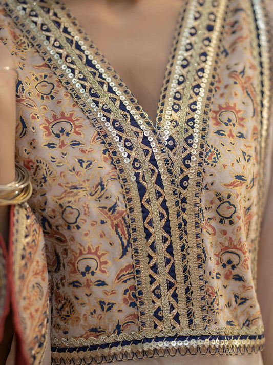 Shiza Hassan Chap Tilak Formals Pure Tusser Silk Embroidered Stitched 3-Piece Suit-Rosy Mist