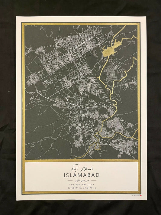 MappedPK Islamabad Hand Painted Map