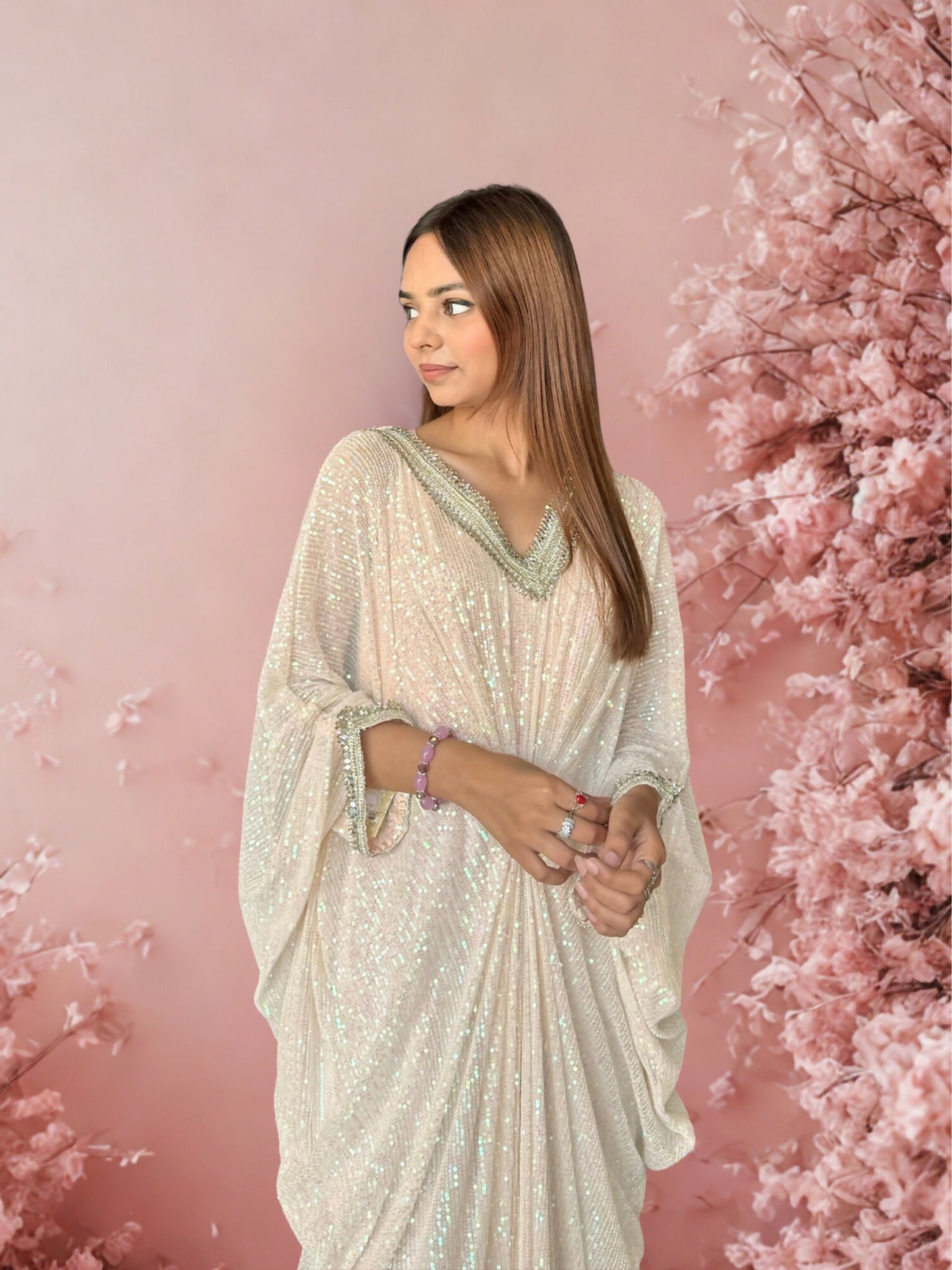 Zubia Motiwalla Net Multi Sequinned Kaftan-ZM320