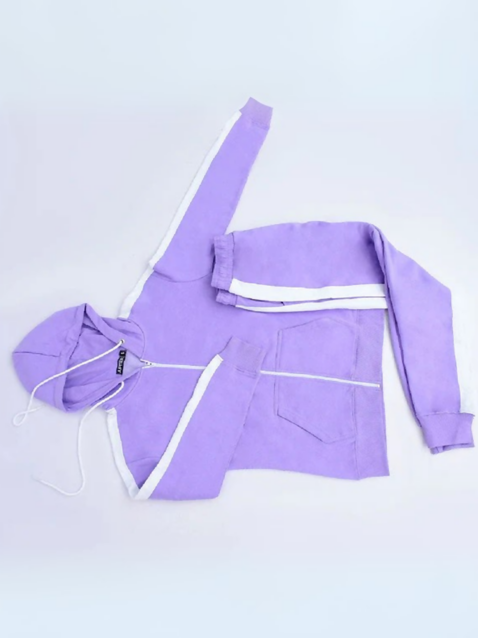 Jupiter Plain Off Shoulder Side Panel Hooded Twin Set-13975