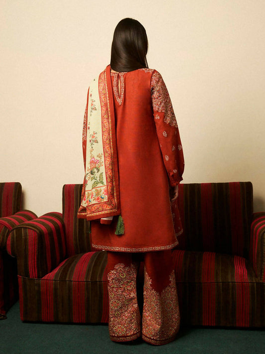 Jugnu by Hussain Rehar Luxury Khaddar Printed Unstitched 3-Piece Suit-Aurelia