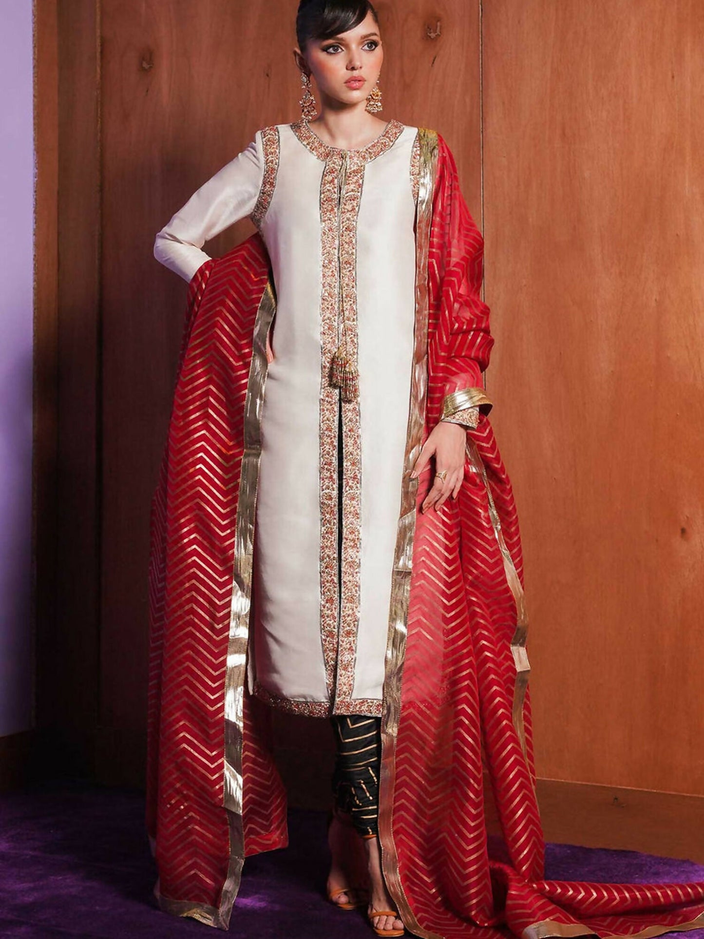 Ivory Hussain Rehar BASIC NOT BASIC IV Raw Silk Embroidered Stitched 3-Piece Suit-Calla