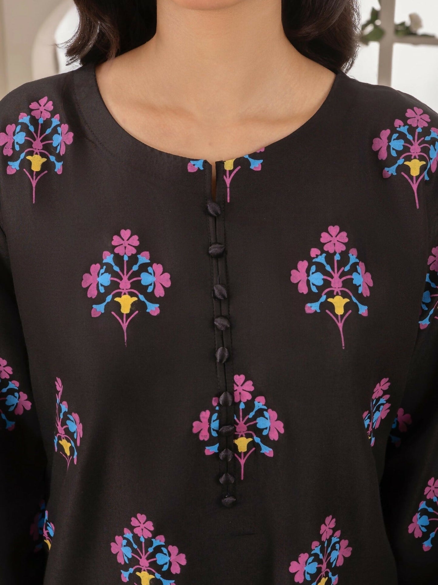 Stylish Collection Aaraish Linen Printed Stitched 2-Piece Suit-Black Blossom