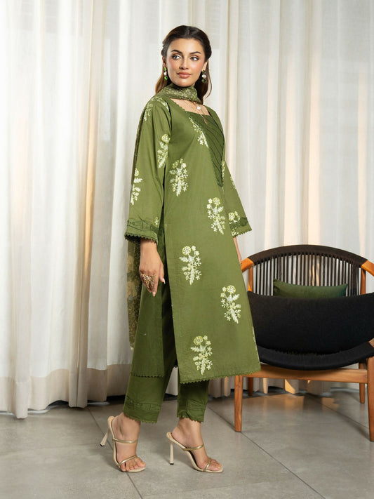 Panache Apparel Solid Story Cotton Lawn Embroidered Stitched Suit-Nerina