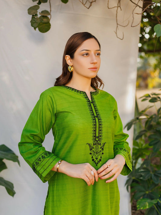 MAK Fashion Dobby Lawn Embroidered Co-Ord Set-Gina Pine