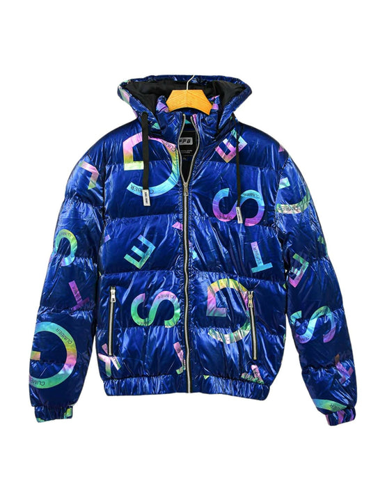 White,Green,Blue and Black Funky Multi Gloss Heavy Fashion Hooded Jackets-14098