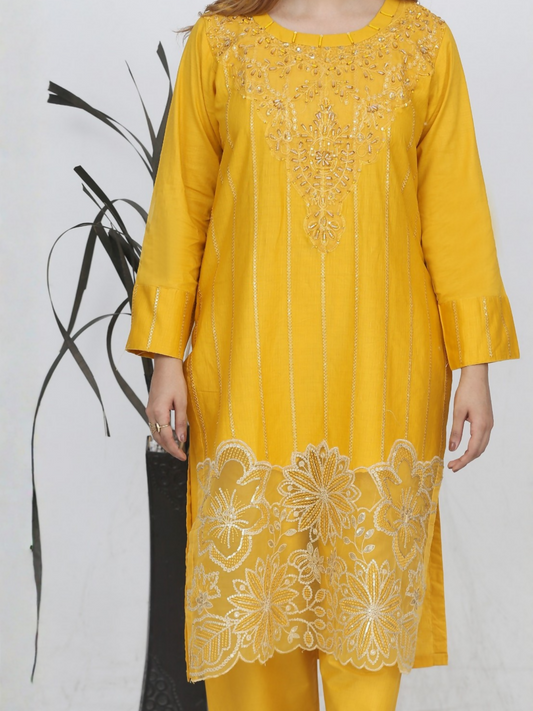 RB Pret & Couture Cotton Embroidered Stitched 3-Piece Suit-25