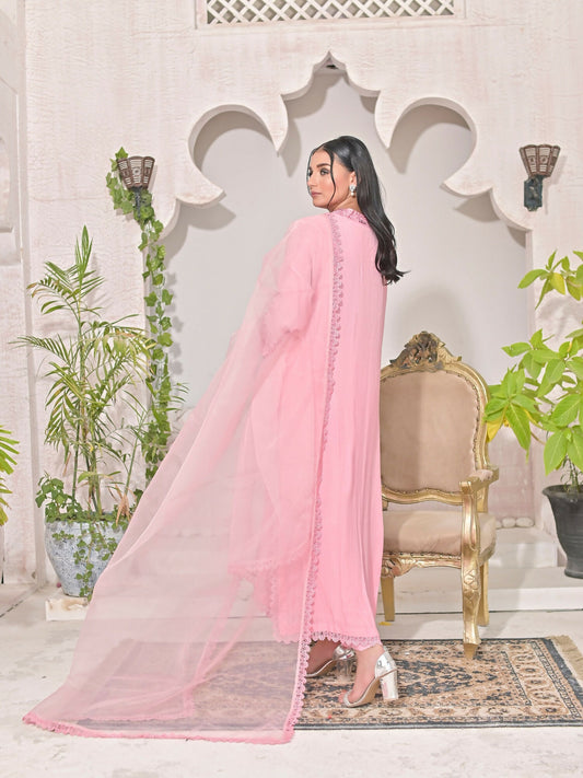 Ruby's Couture Shireen Raw Silk Embroidered Stitched 3-Piece Suit-Nysa