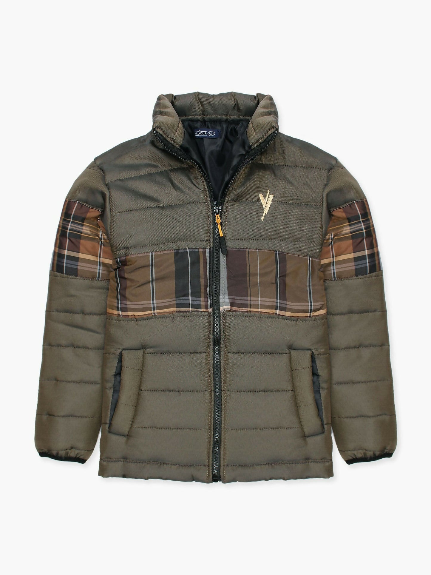 Brown Velvour Puffer Jacket-VJ34-A