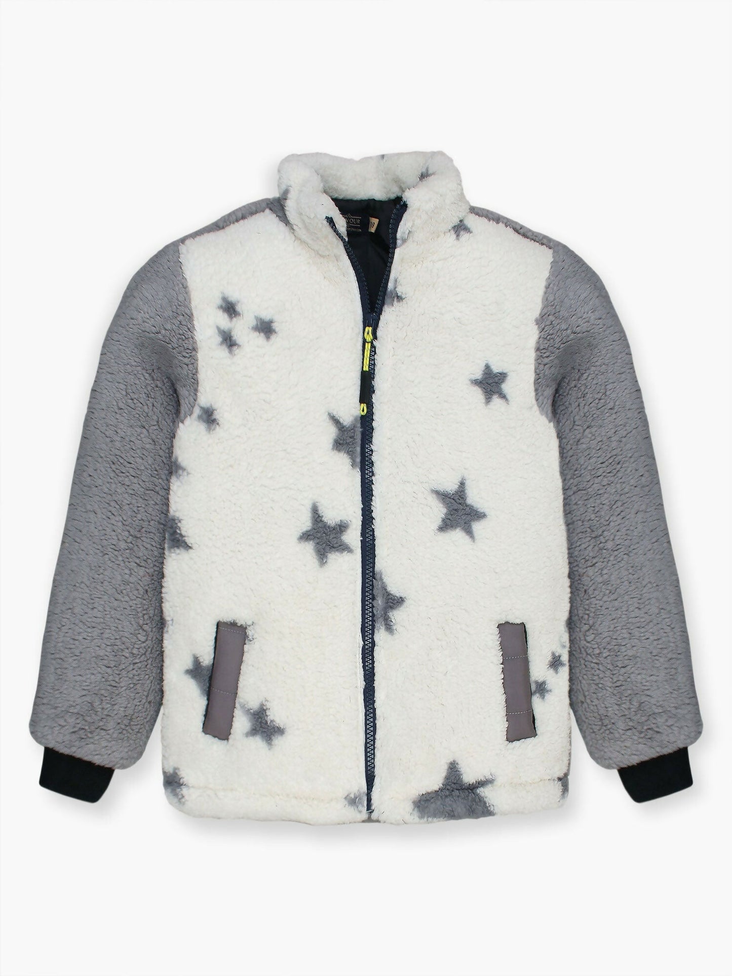 Grey and White Velvour Printed Puffer Jacket-VJ44-B