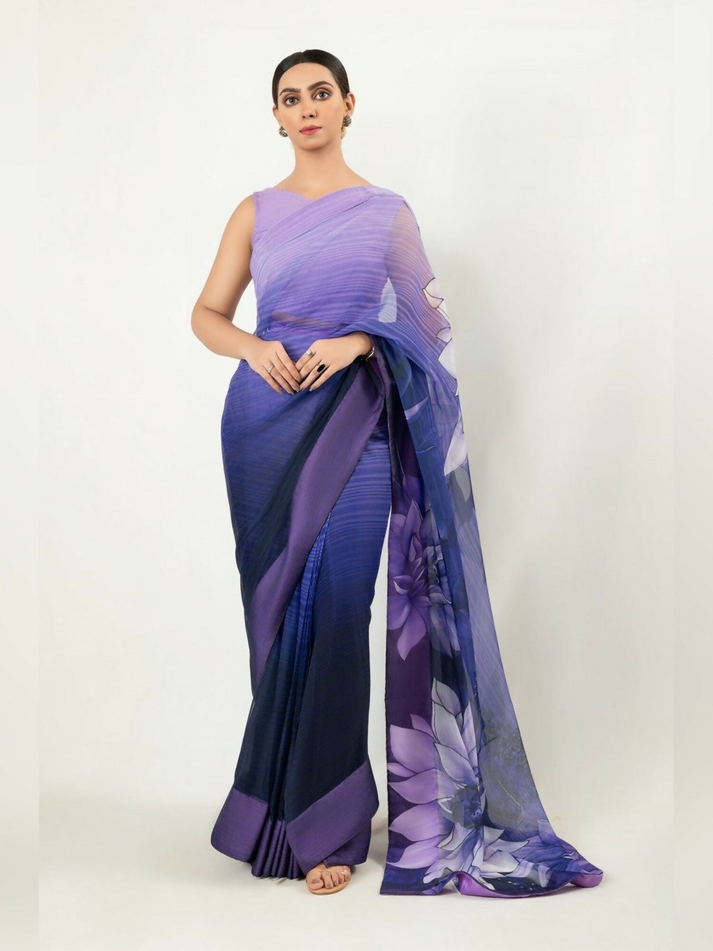 Imran Aftab Chiffon Printed Unstitched Saree-IASC-17