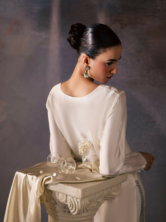 Allure By IH Be-My-Guest Thai Silk Embroidered Stitched 3-Piece Suit-Silence