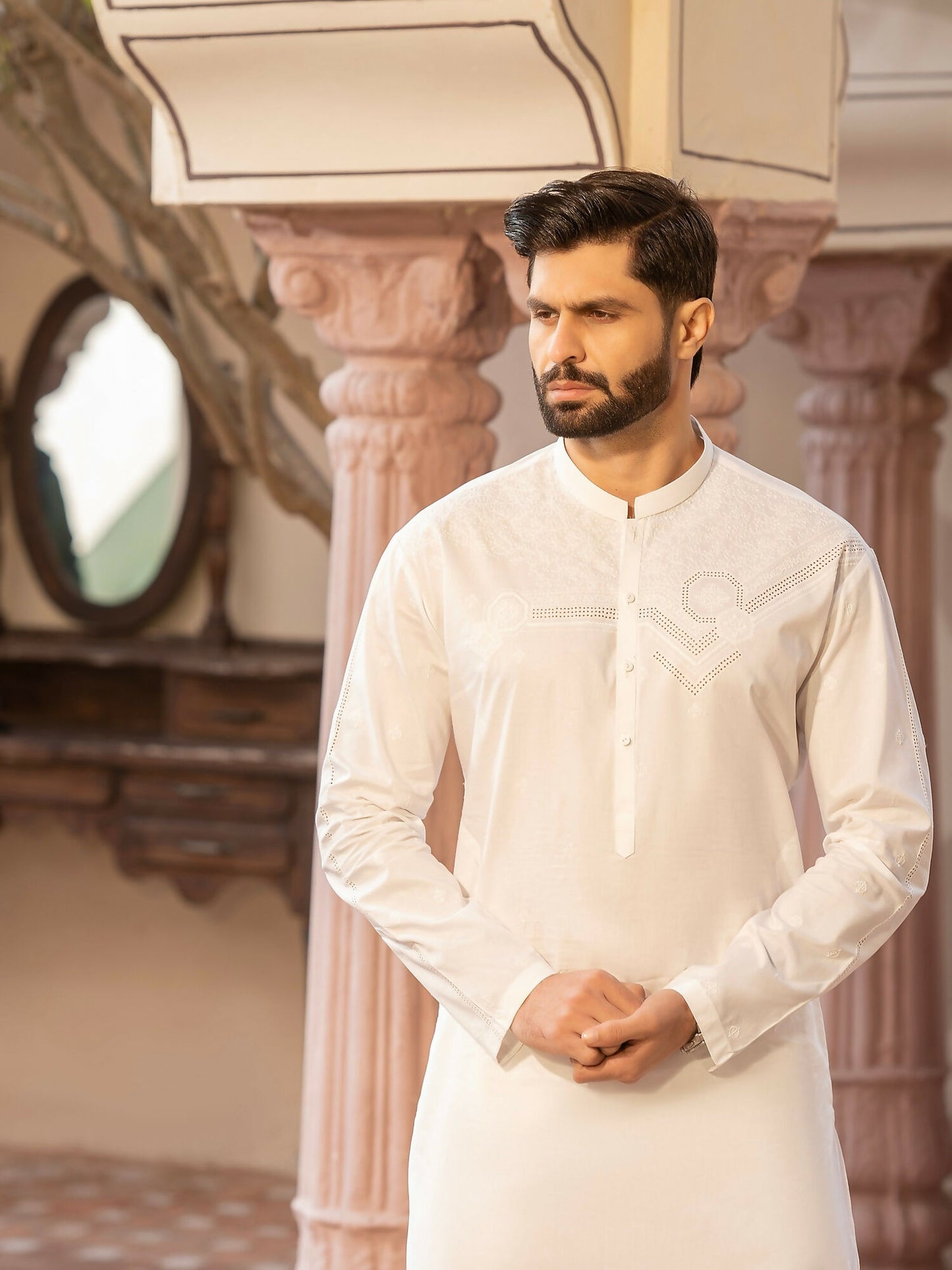 Fabrich Men Embroidered Cotton Unstitched Shalwar Kameez-GTS-MCE-036