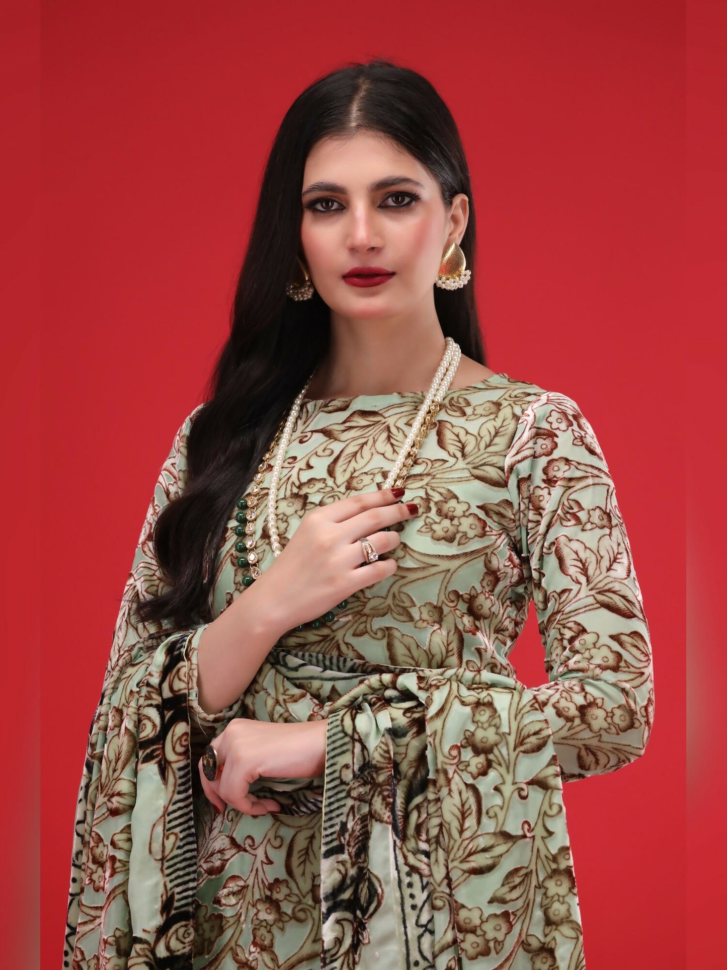 Noori Palachi Embossed Printed Unstitched 3-Piece Suit
