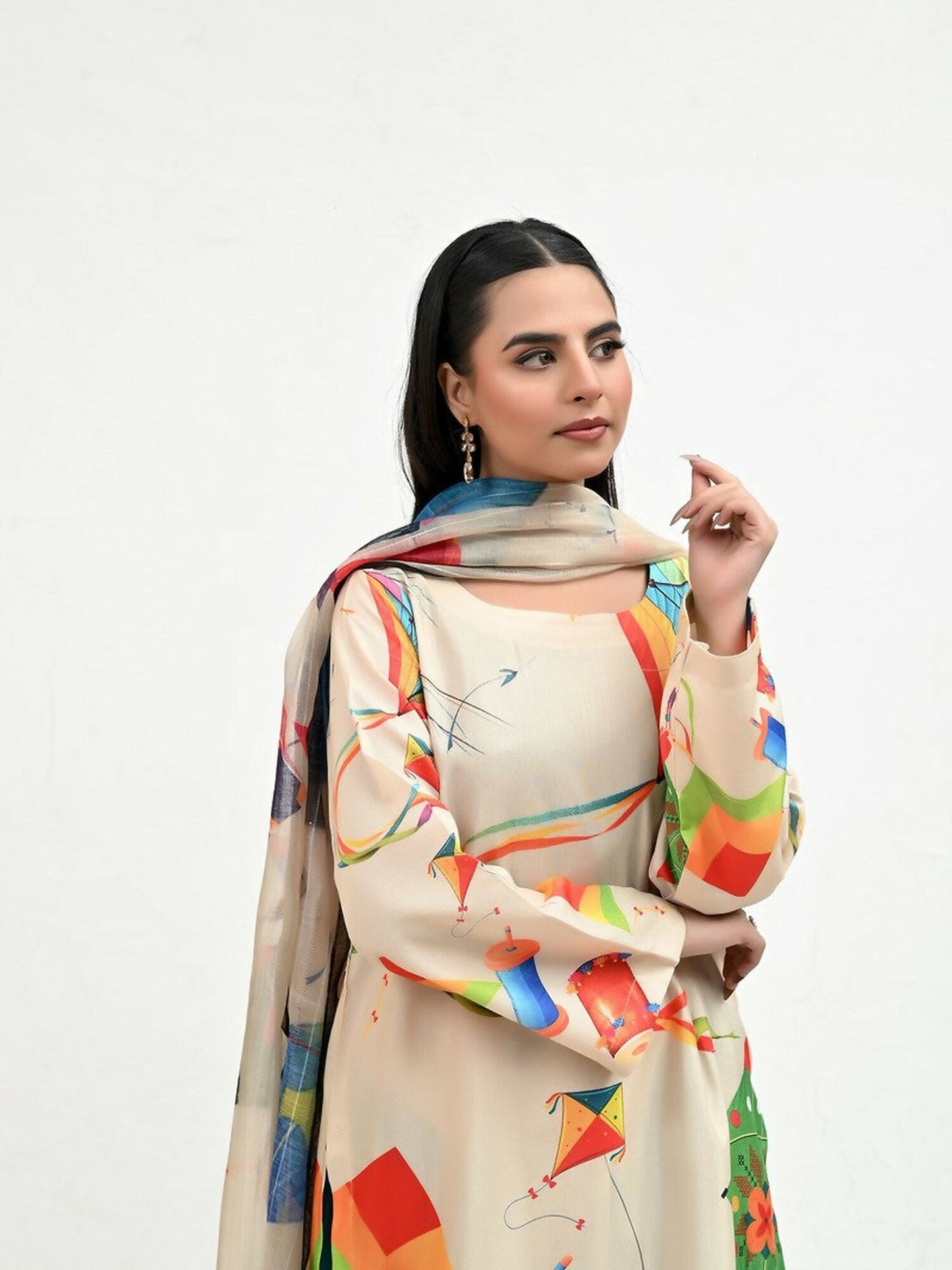 Imran Aftab Basant Mela Raw Silk Printed Stitched 3-Piece Suit-IARP 07