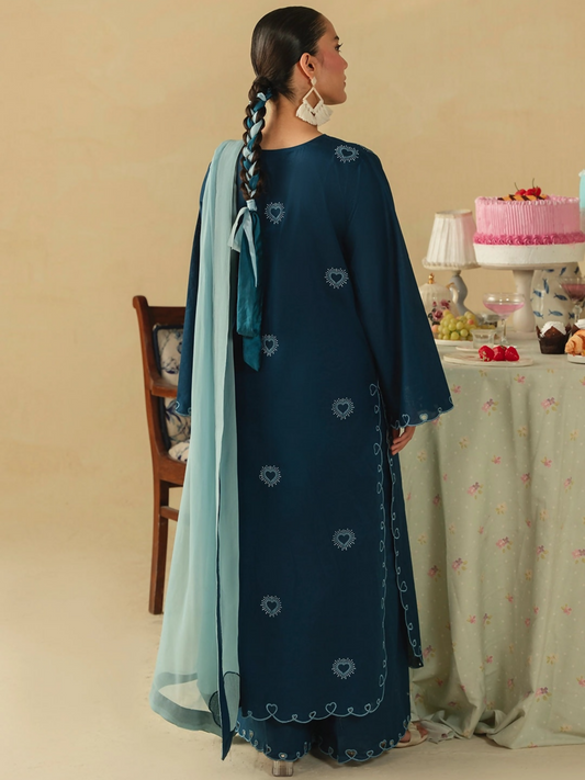 Mannat Clothing Boho Summer'26 Cotton Embroidered Stitched Suit-Sapphire