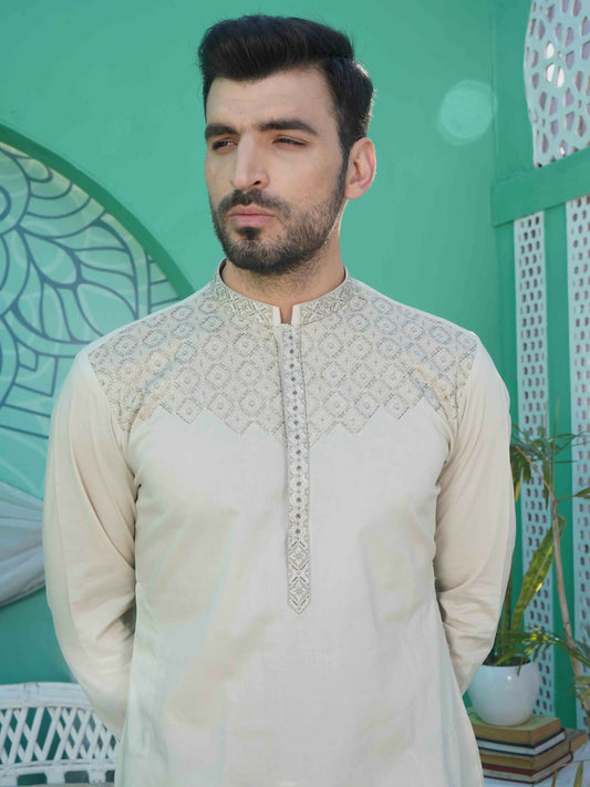 Fabrich Men Embroidered Cotton Unstitched Shalwar Kameez-GTS-B-026