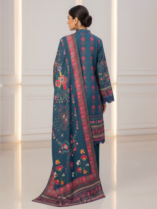 Mausummery Khaddar Printed Unstitched 3-Piece Suit-Primrose