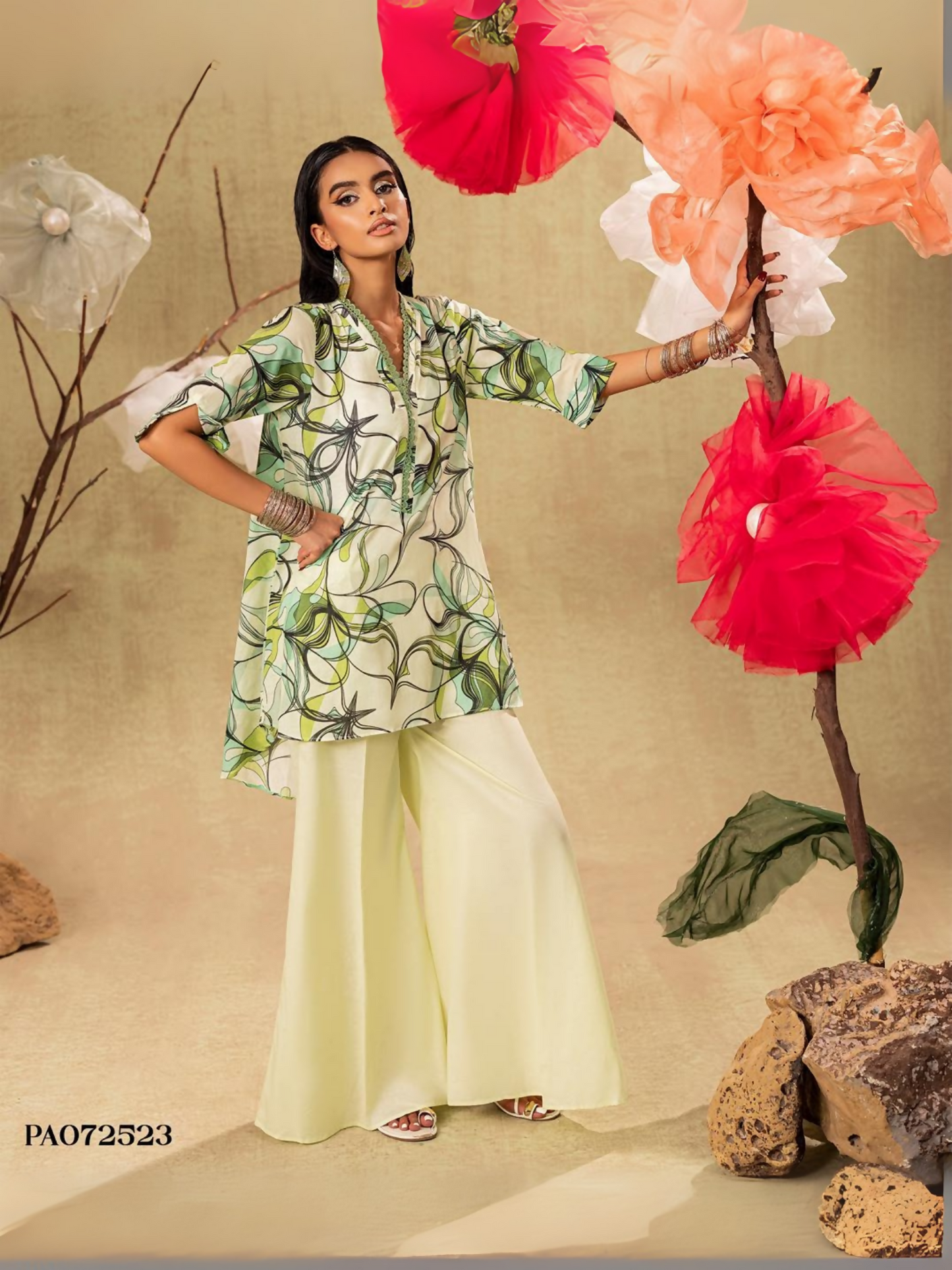 Unstitched 2-piece suit featuring a printed shirt and dyed trouser, suitable for everyday wear.