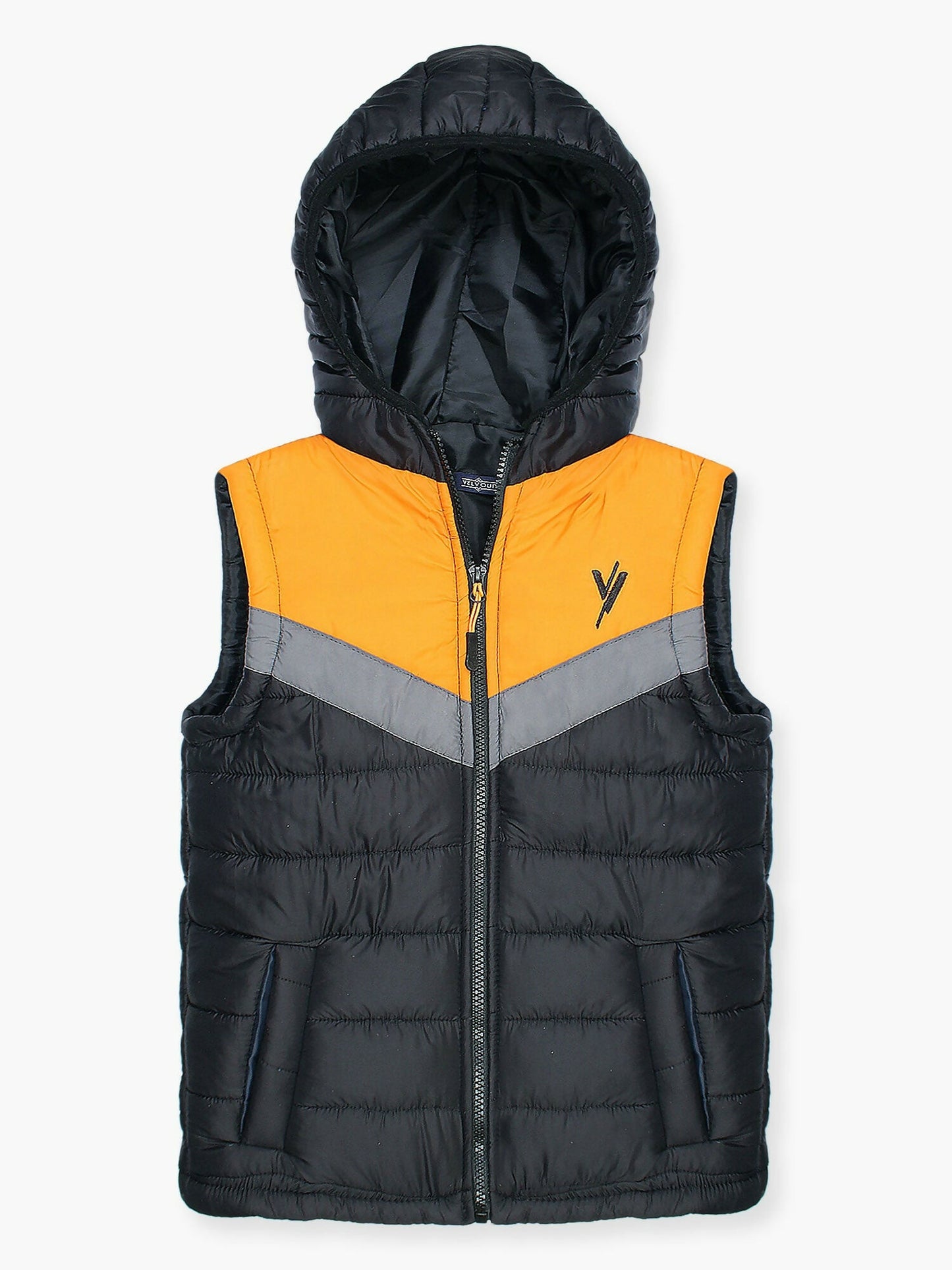 Black and yellow Velvour Puffer Jacket-VJ29-A