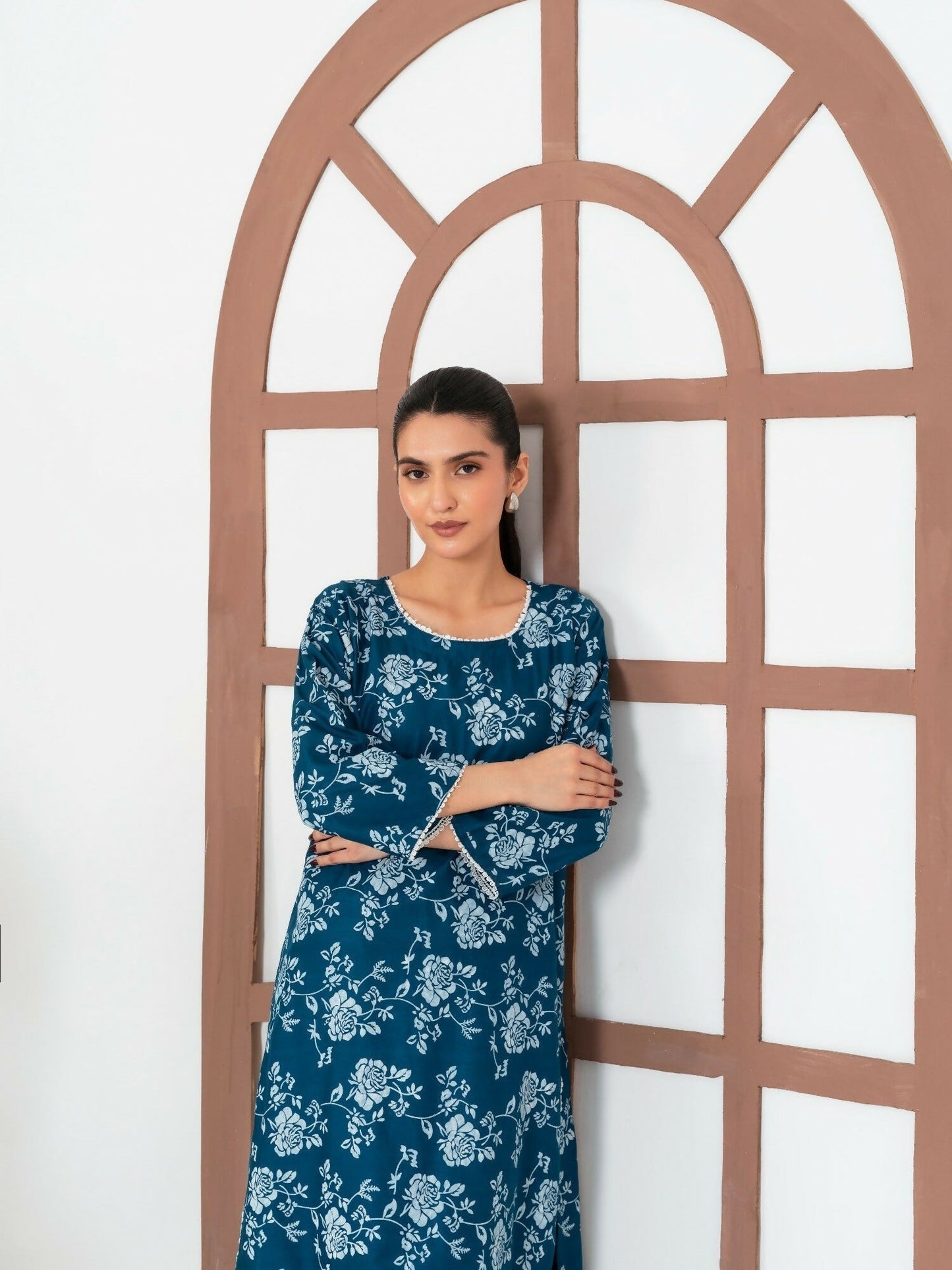 Stylish Collection Enchant Pret Linen Printed Co-Ord Set-Rose Teal