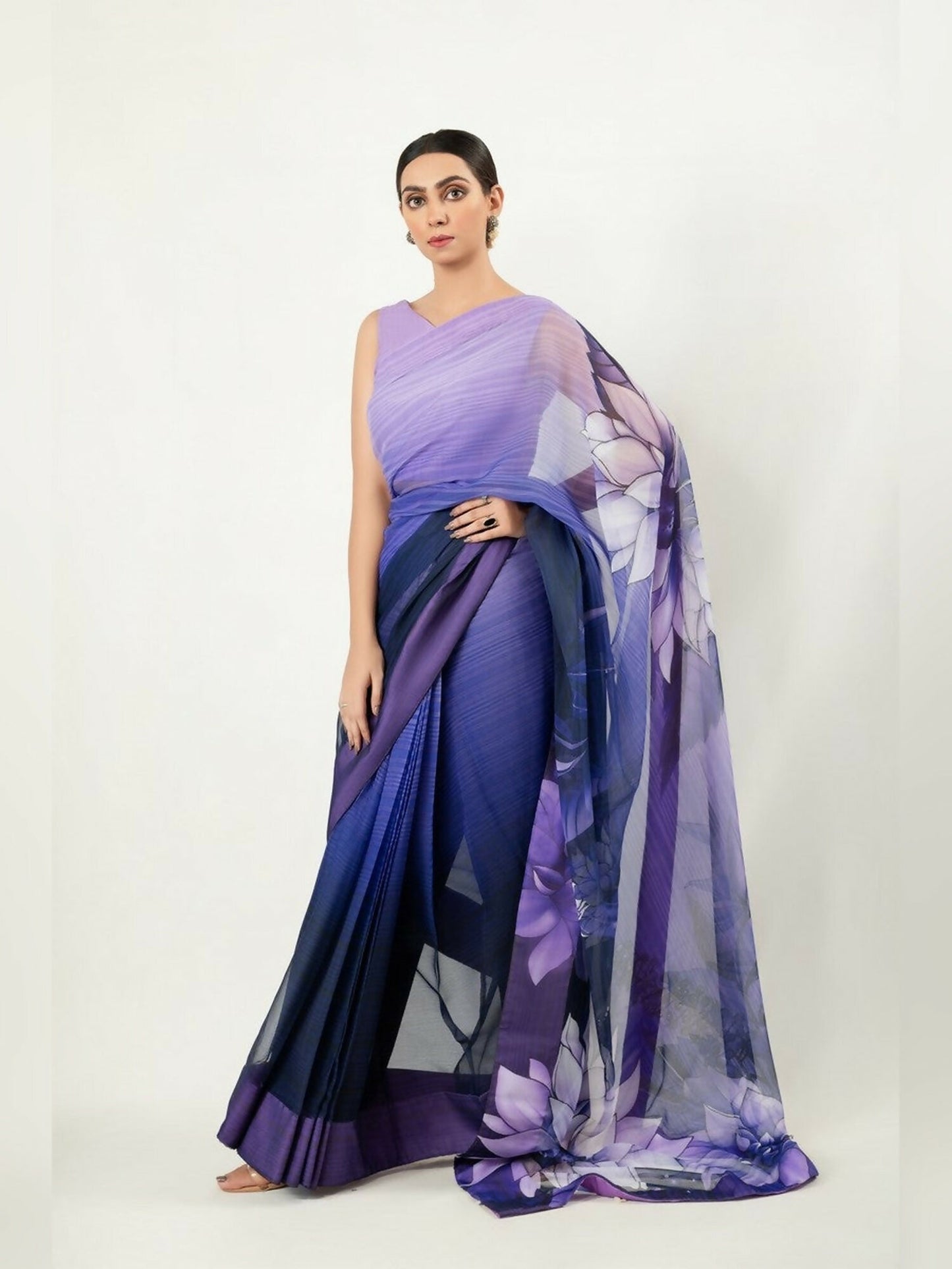 Imran Aftab Chiffon Printed Unstitched Saree-IASC-17