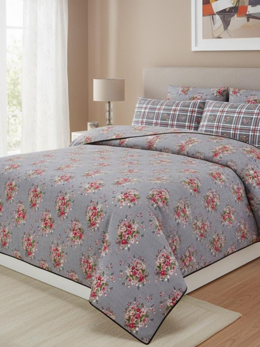 Salonika Printed 3 Piece King Bedsheet Set-159
