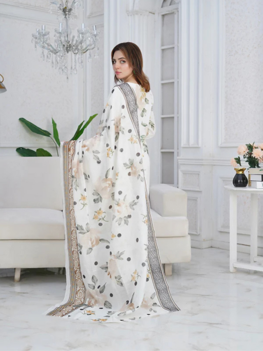 MH Cloth House Cotton Lawn Embroidered Stitched 3-Piece Suit-Mahro