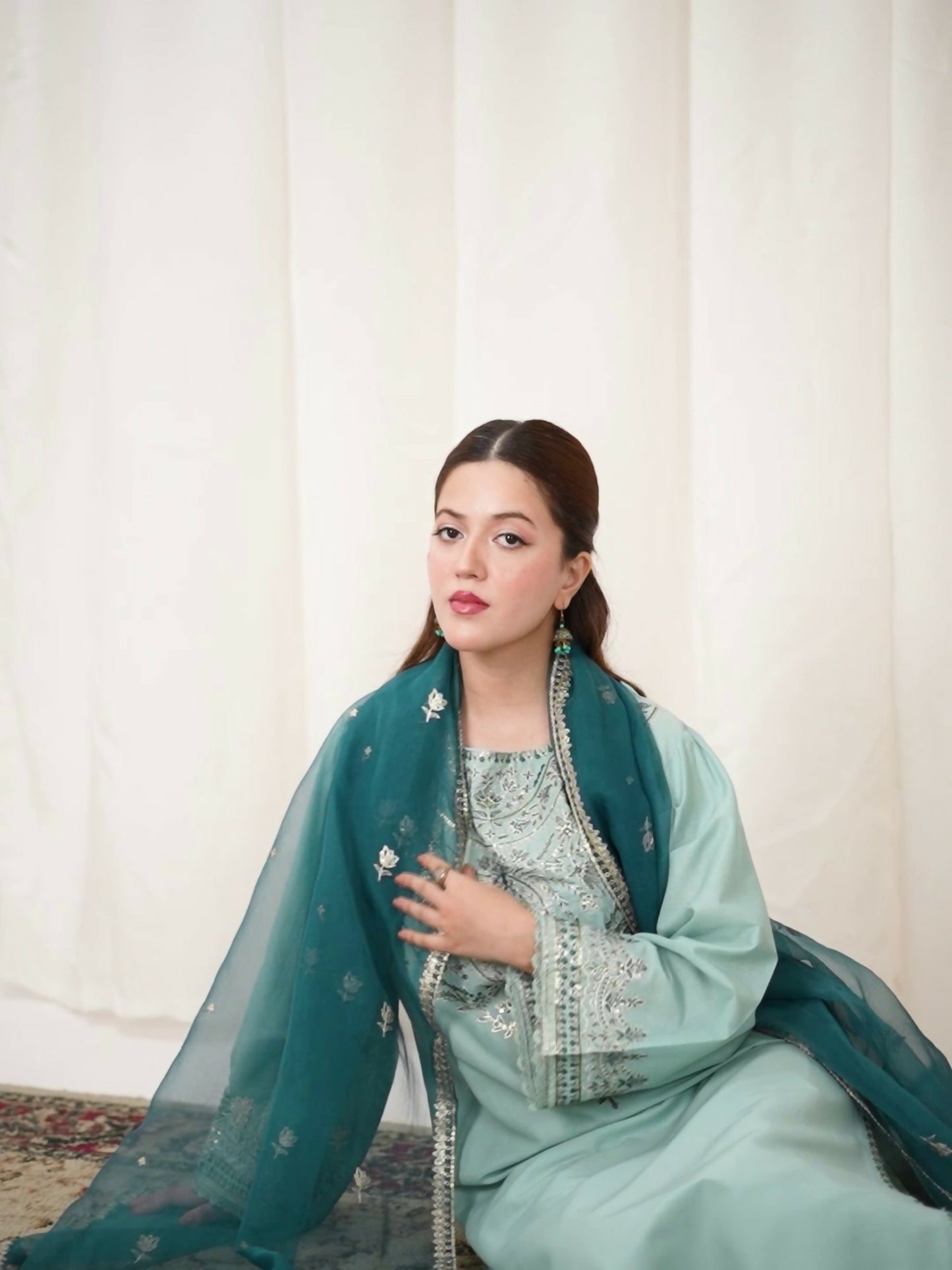 Stylish Collection Saya Pret Cotton Embroidered 3-Piece Suit-Sea Sand
