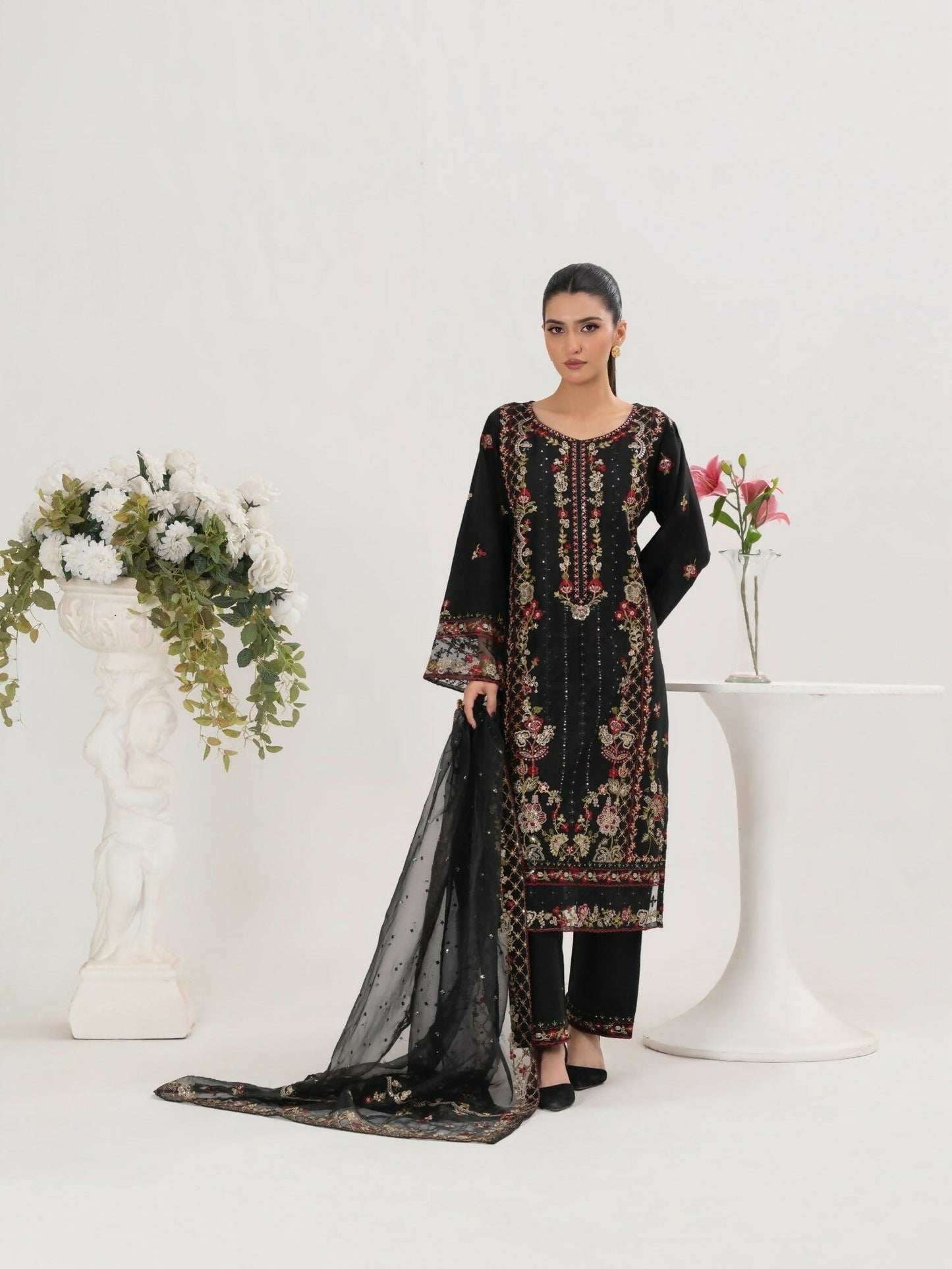 Stylish Collection Saya Pret Cotton Embroidered 3-Piece Suit-Aroosh