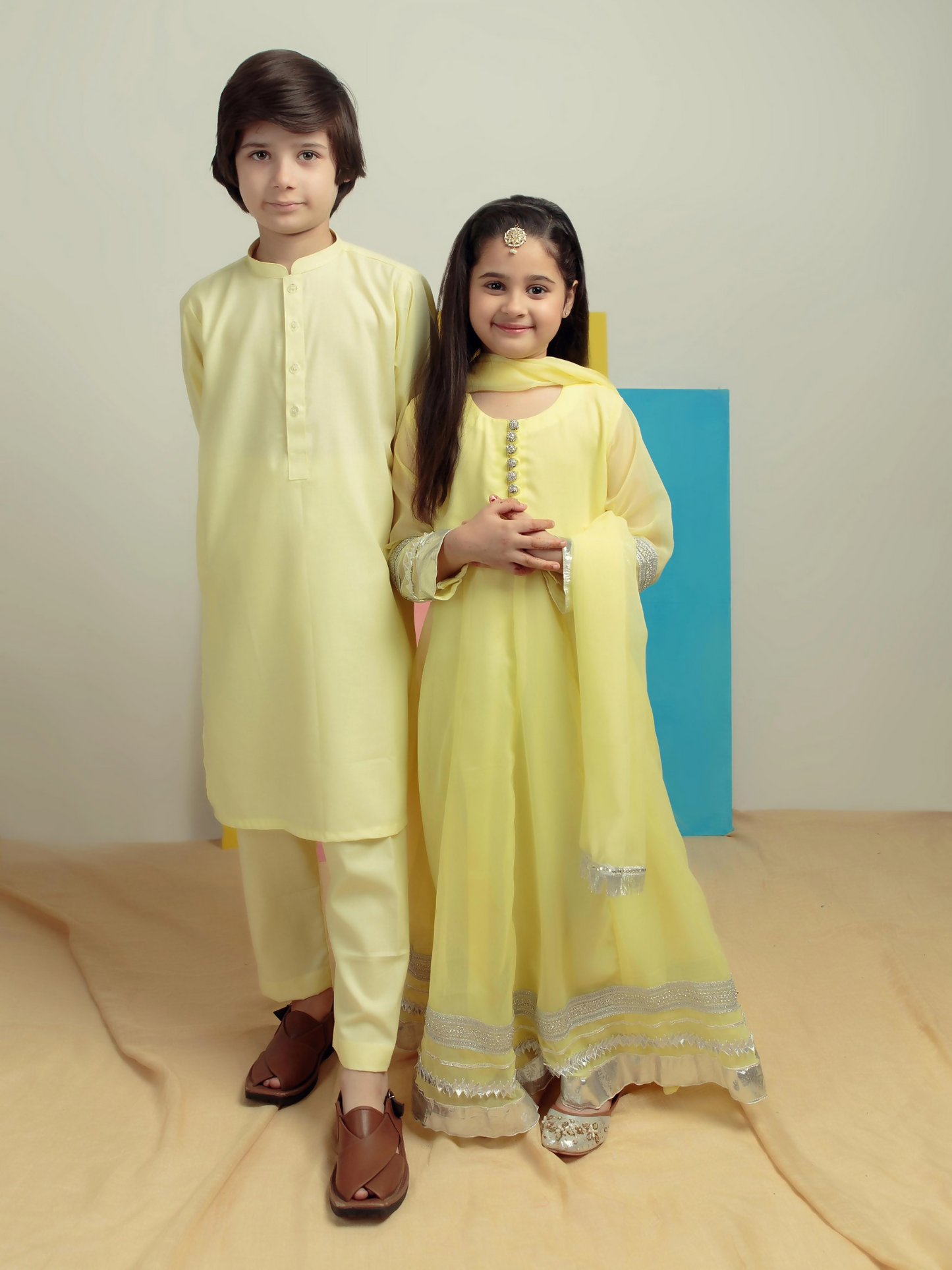 Kidoz Kloset Mauj Masti Wash & Wear Kurta Pajama-Silver Lime