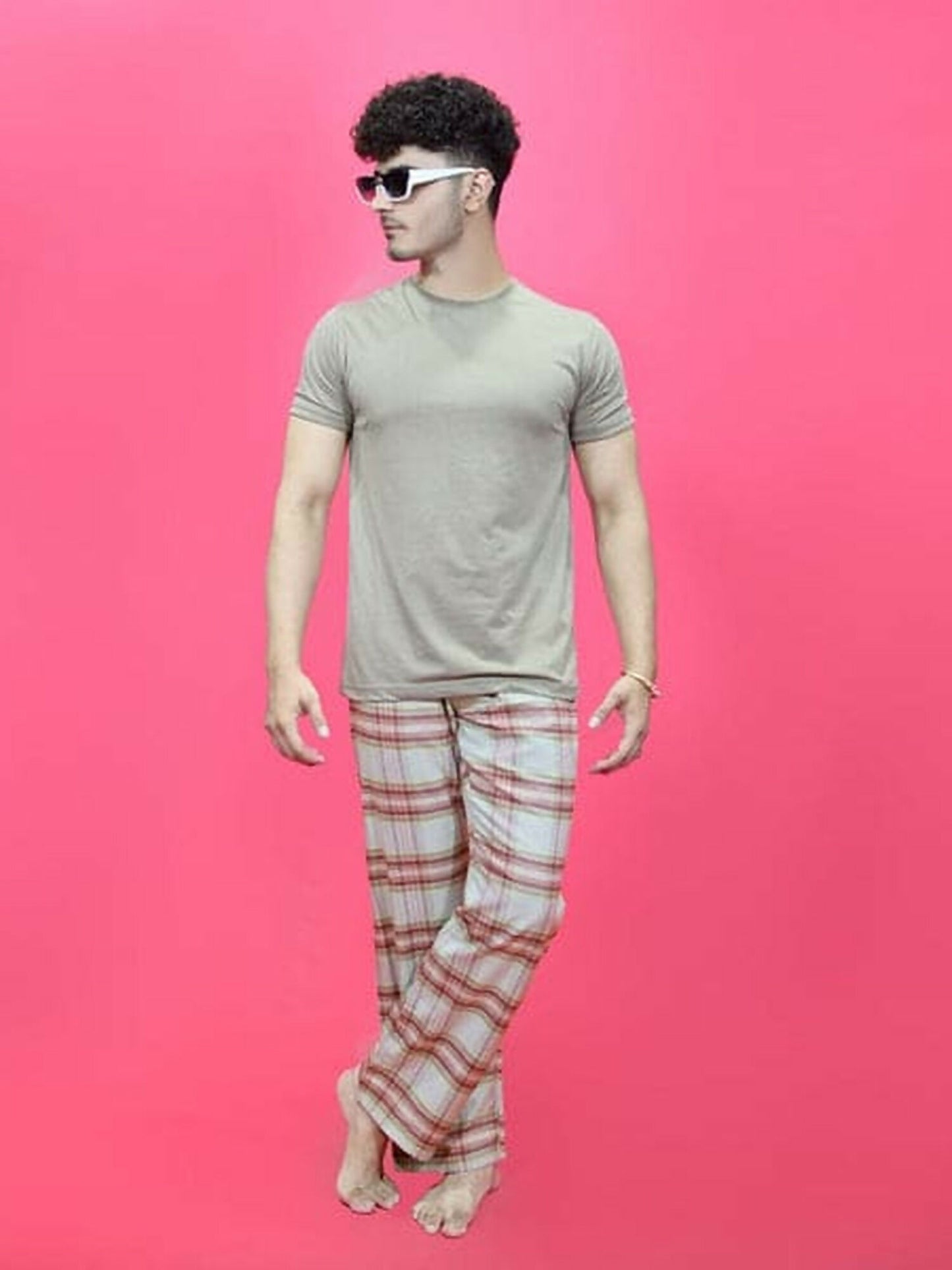 Funky's Printed Checked Loungewear Trouser-14625