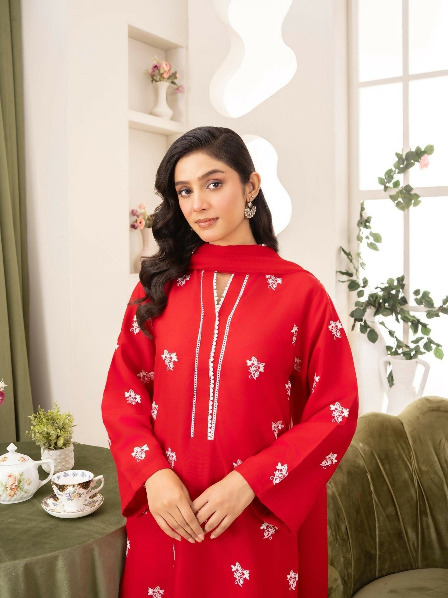 Stylish Collection Serene Summer Linen Embroidered Stitched 3-Piece Suit–Bahar