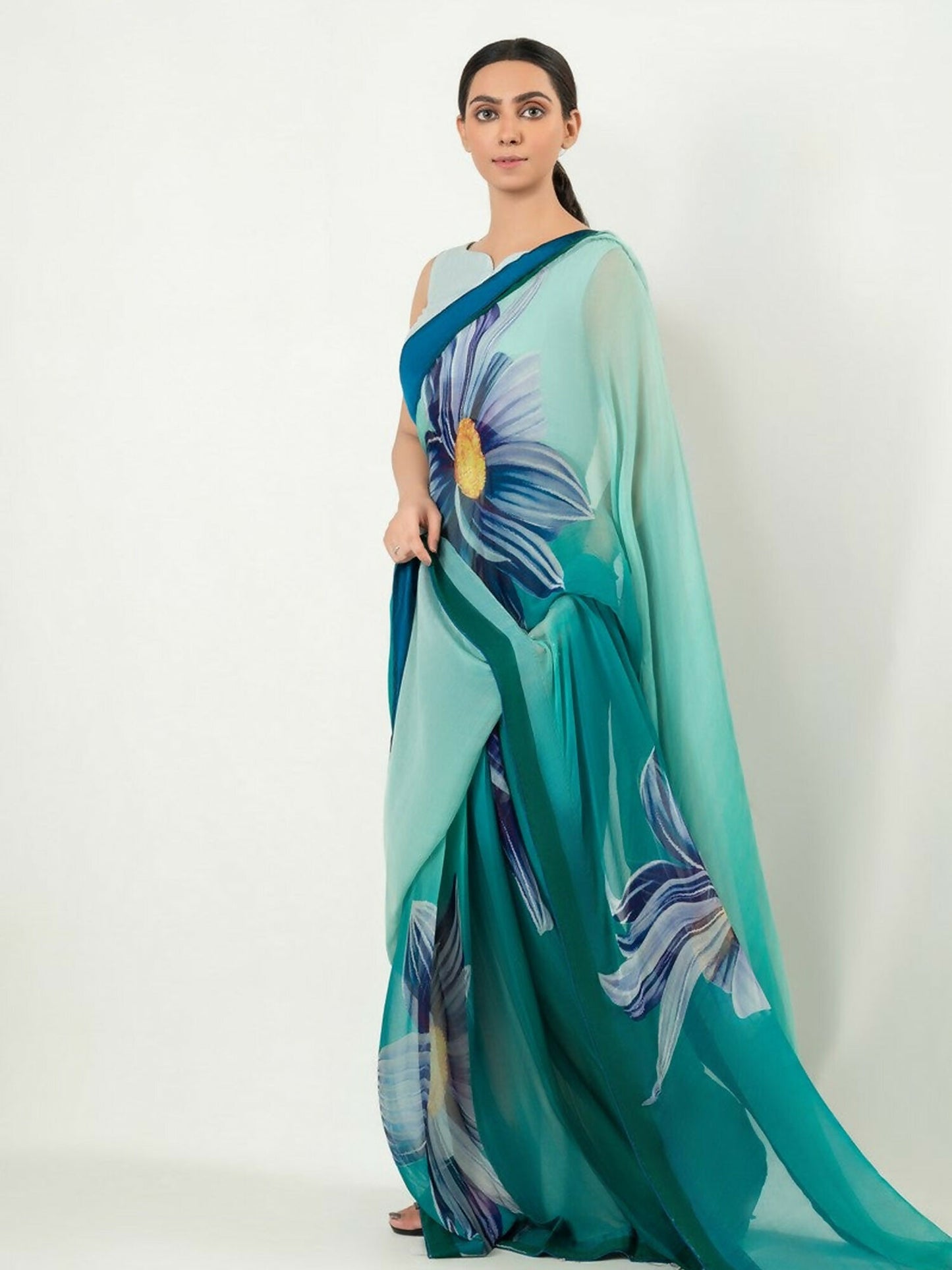 Imran Aftab Chiffon Printed Unstitched Saree-IASC-22