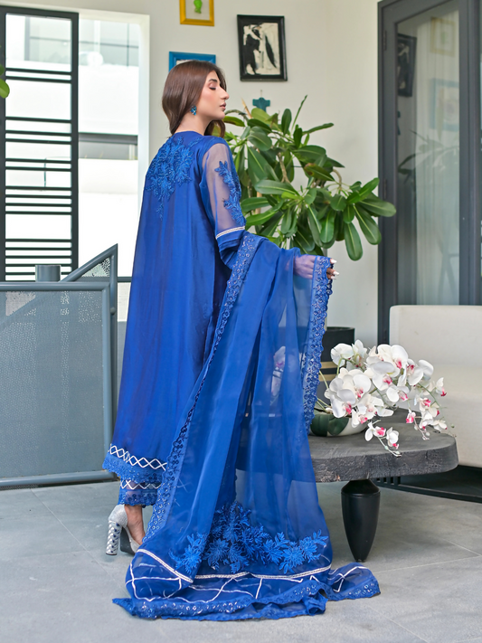 Farooq Hameed Studio Eid Edition'24 Silk Embroidered Stitched 3-Piece Suit-Freya