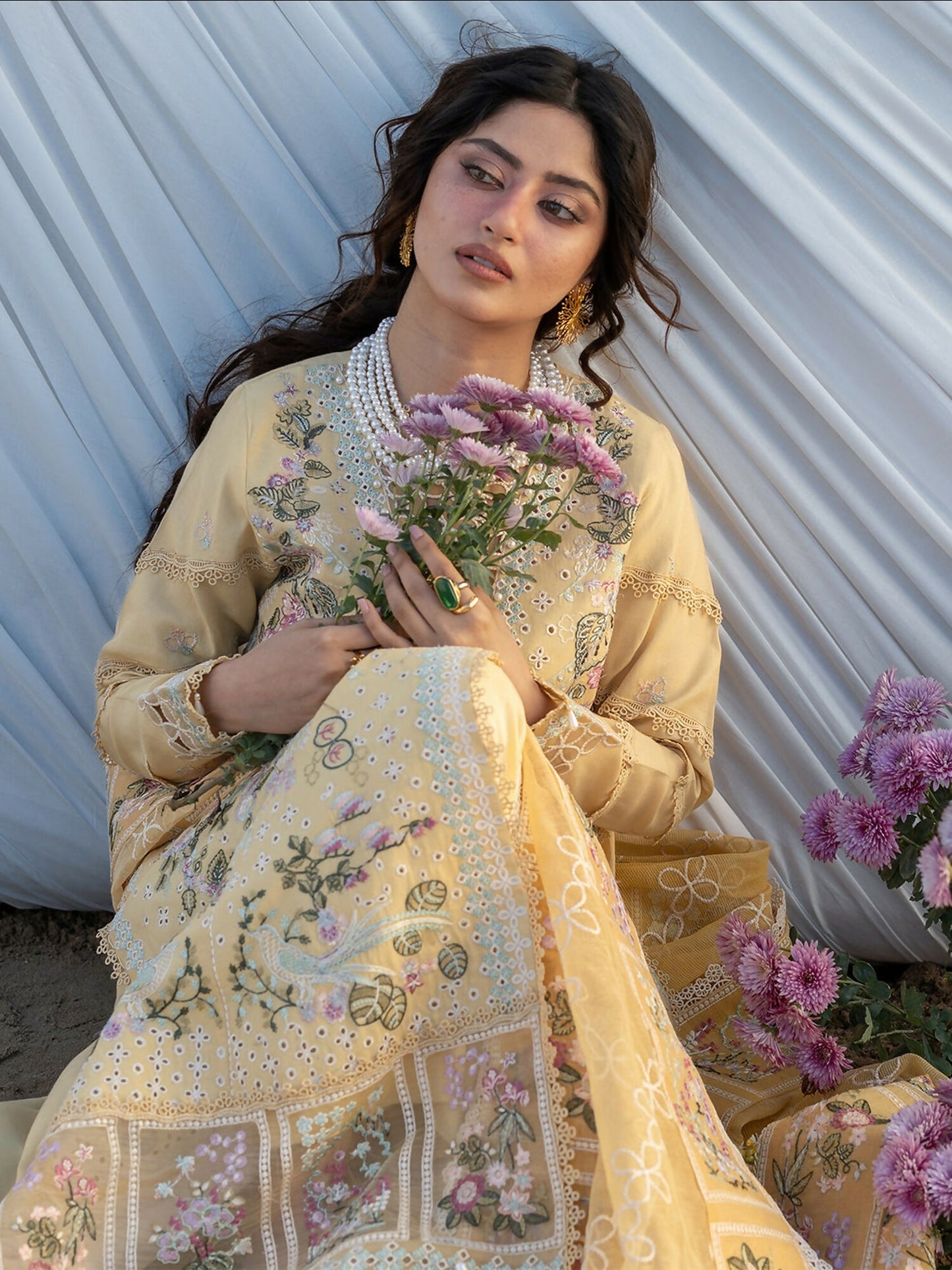 Mahnur Sirene Luxury Lawn'26 Embroidered Stitched 3-Piece Suit-S-02
