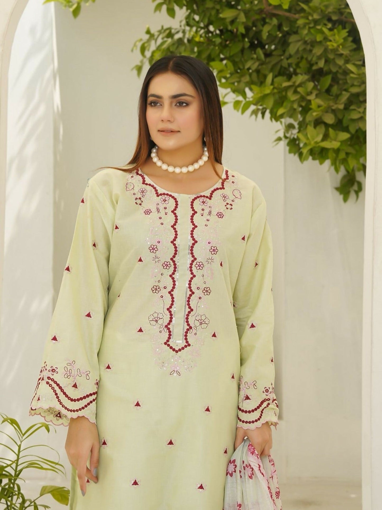 Stylish Collection Serene Summer Lawn Cotton Embroidered Stitched 3-Piece Suit-Pakeeza